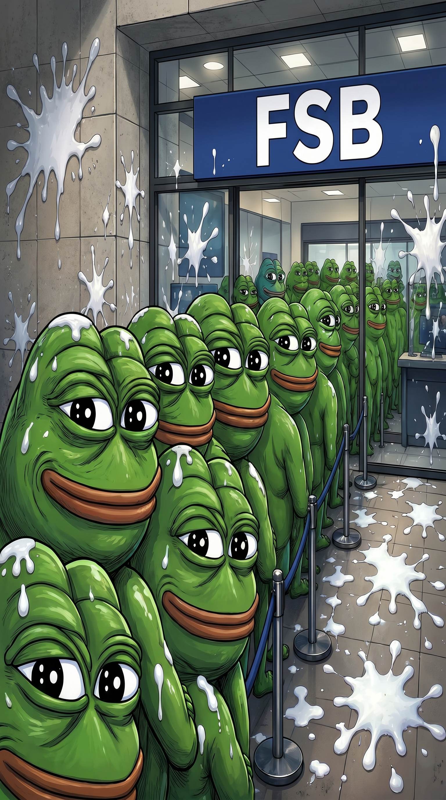 Frogs queuing at the Frog Sperm Bank